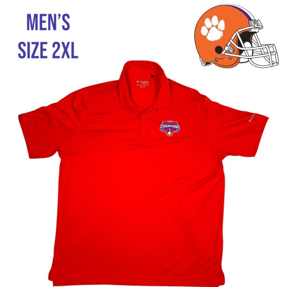 Clemson Tigers Football National Champs Polo Shirt Men 2XL Orange‎ Columbia Golf